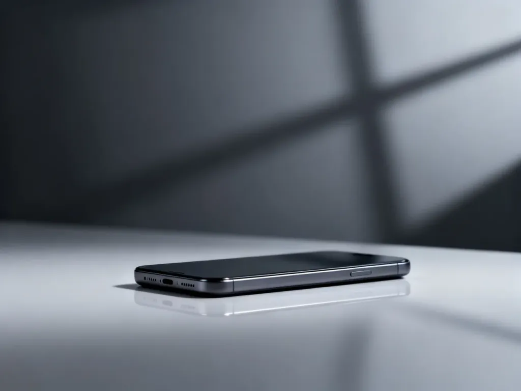 Nowoczesny smartfon Xiaomi 15 Pro o minimalistycznym designie wyeksponowany na eleganckim, ciemnym tle.