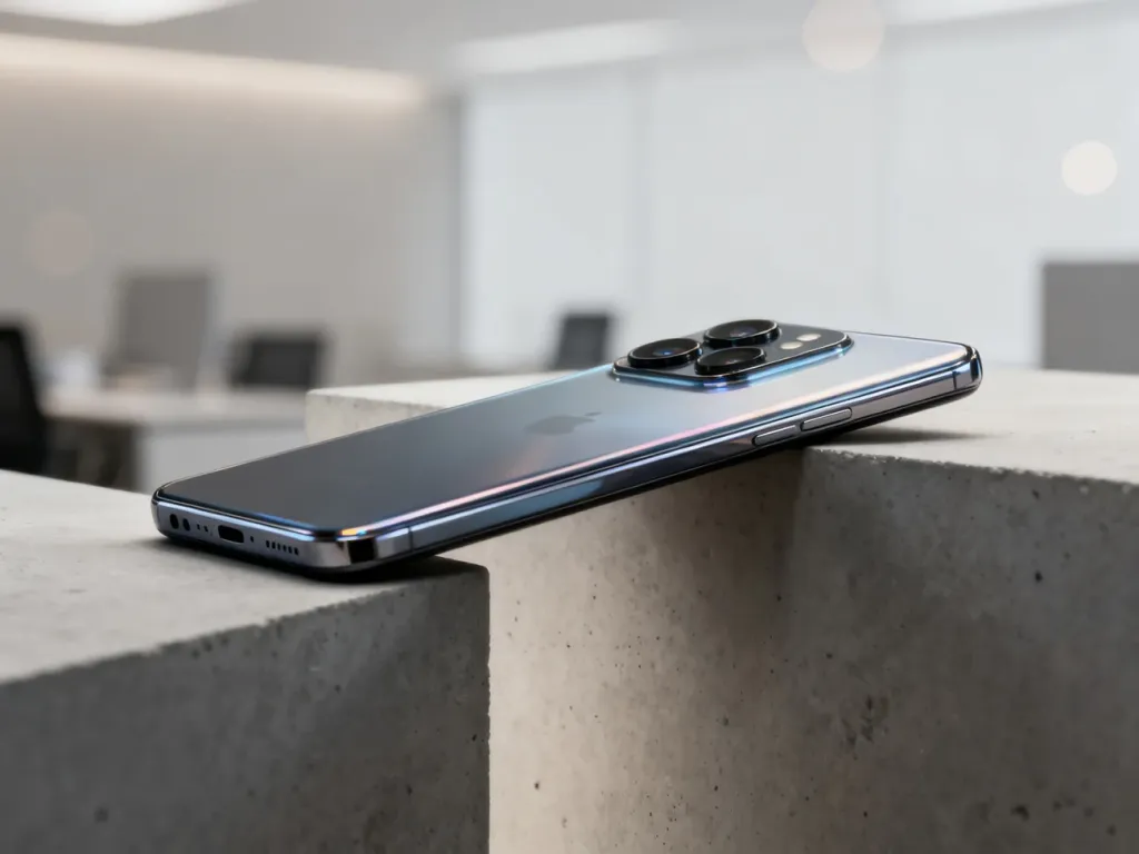 Nowoczesny smartfon Xiaomi 15 z wyraźnie wyeksponowanym modułem aparatu na minimalistycznym, betonowym tle.