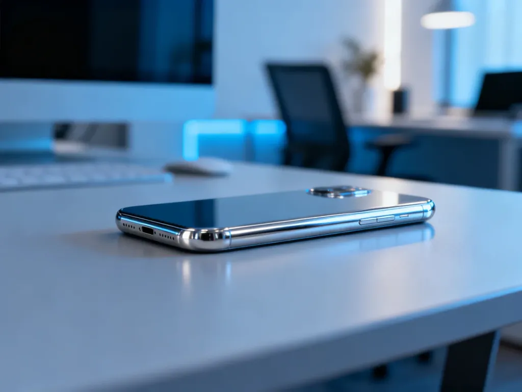 Elegancki smartfon OnePlus Nord 4 z metalową obudową na minimalistycznym biurku w nowoczesnym biurze.