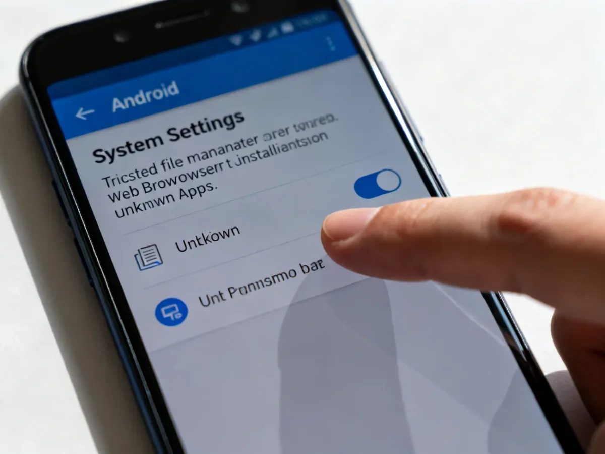 Telefon z Androidem z włączoną zgodą na instalowanie aplikacji z nieznanego źródła