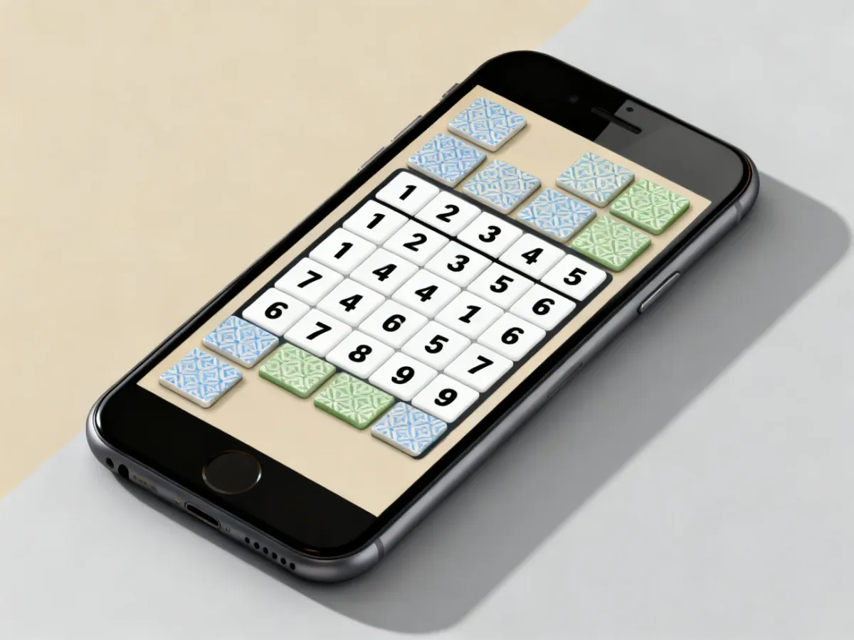 Smartfon z klasycznymi grami logicznymi, takimi jak Sudoku, Mahjong i 2048