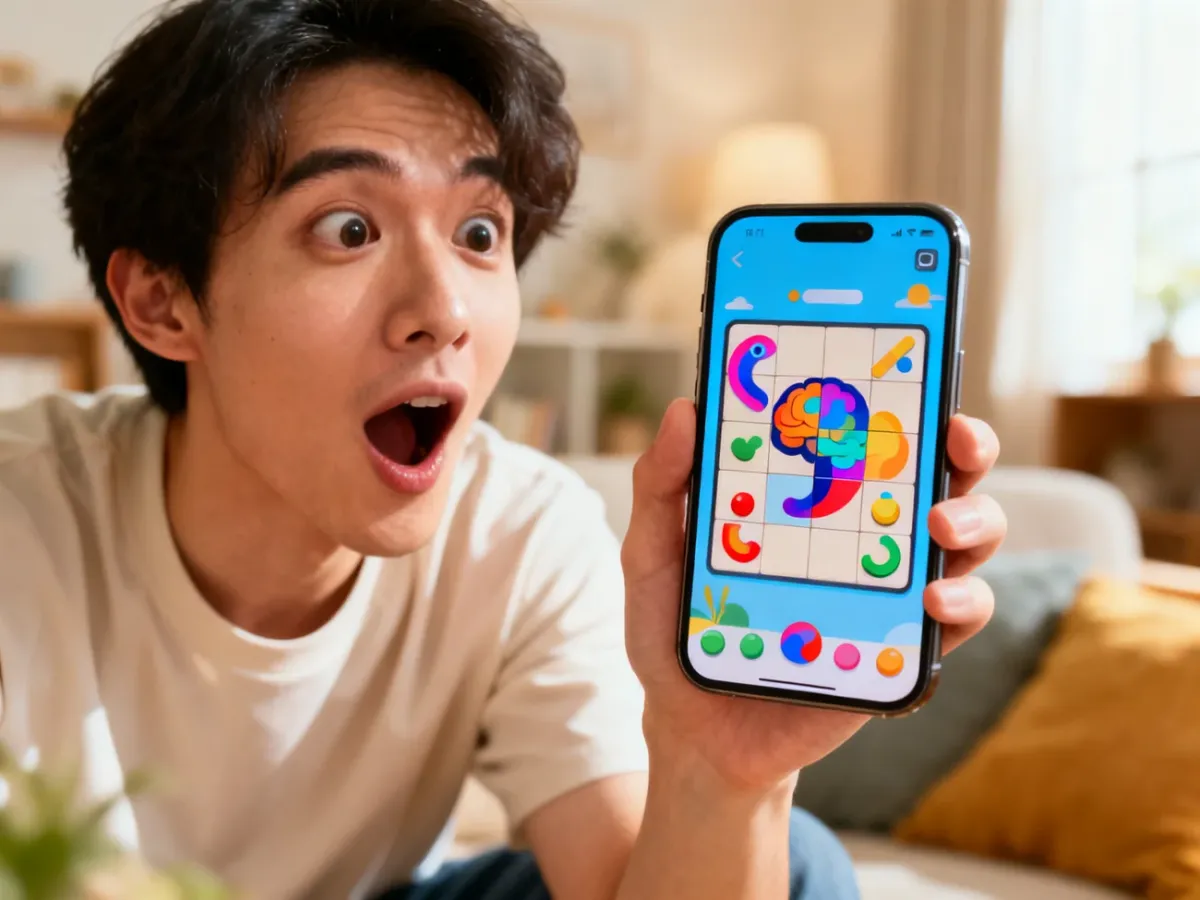Smartfon z humorystyczną grą logiczną pełną podchwytliwych zagadek