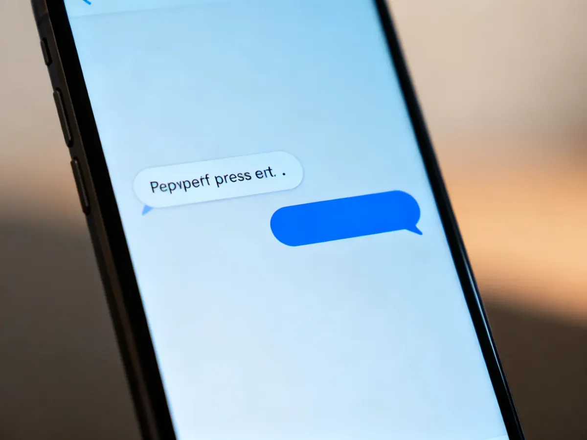 Smartfon z krótkimi wiadomościami różniącymi się użyciem kropki