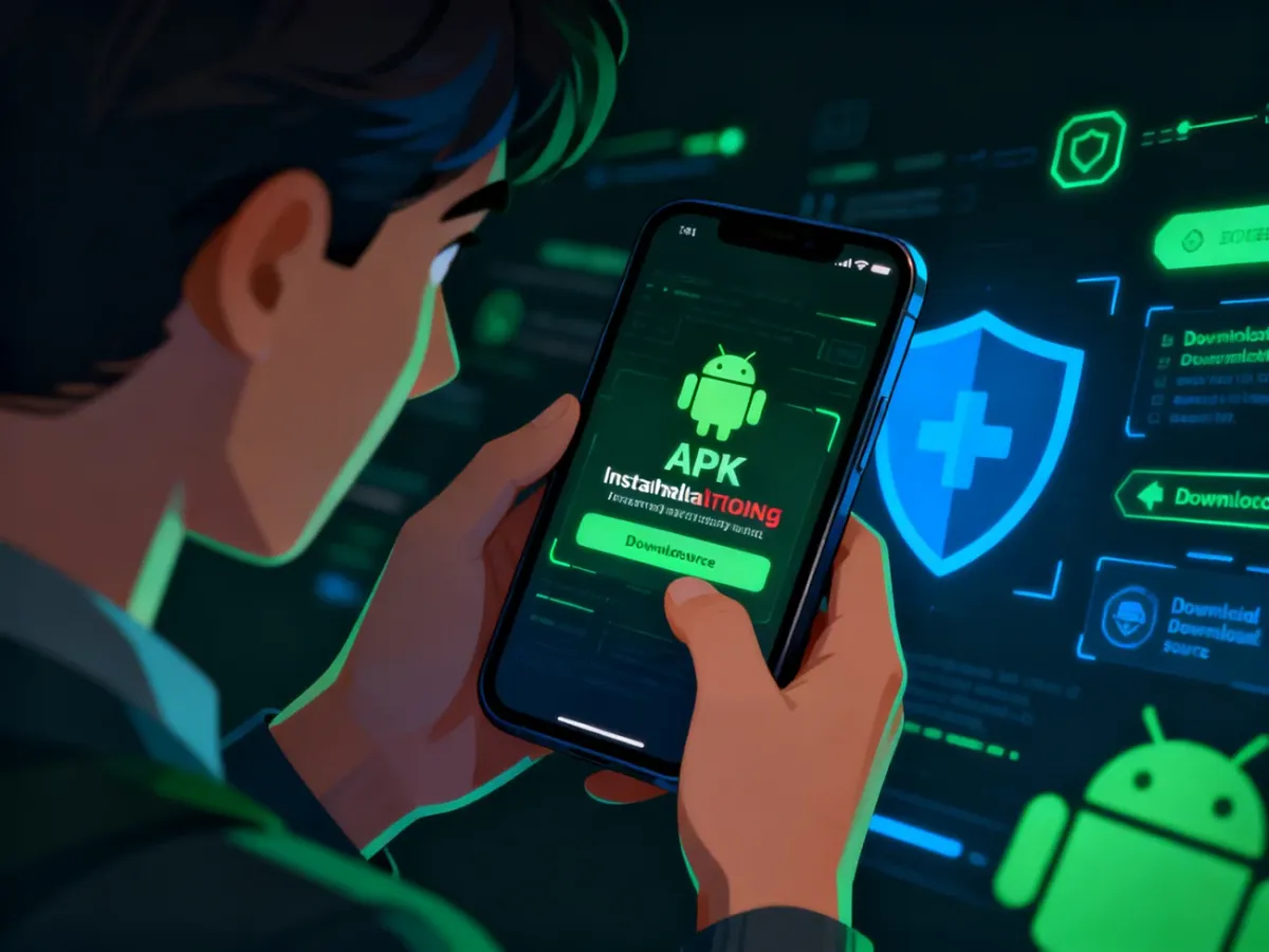 Użytkownik sprawdzający ostrzeżenie dotyczące instalacji pliku APK