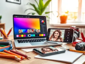 Nowoczesny smartfon na biurku z ikoną HD na ekranie, symbolizującą wysoką jakość połączeń głosowych w technologii VoLTE.