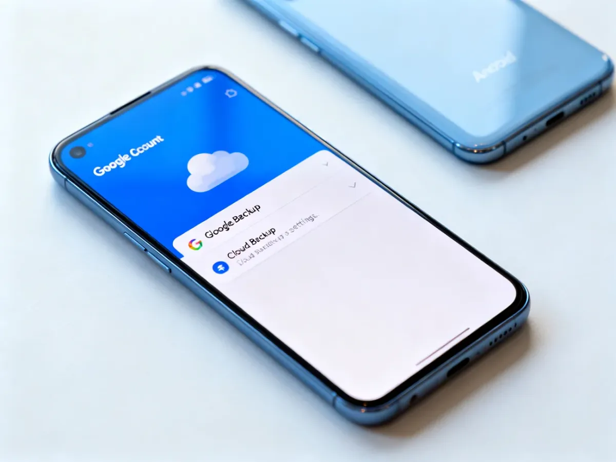 Smartfon z ustawieniami kopii zapasowej Google