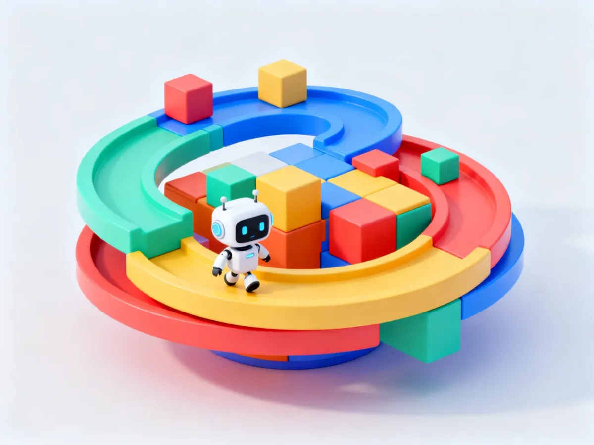 Mały robot na przestrzennej planszy logicznej