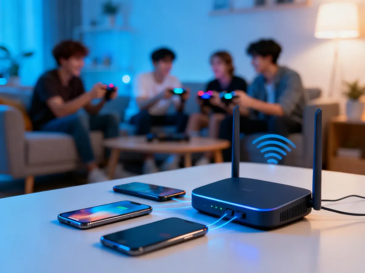 Smartfony połączone z siecią Wi-Fi podczas wspólnej gry