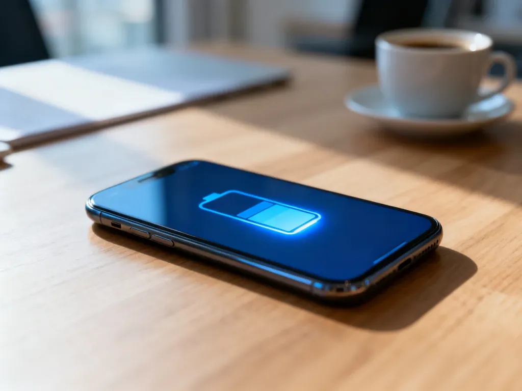 Smartfon na biurku z wyświetlonym paskiem postępu zużycia danych mobilnych.