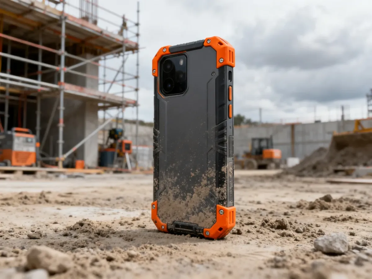 Wzmocniony smartfon na placu budowy