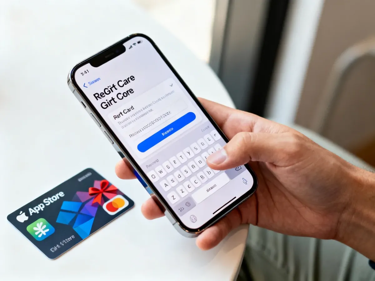Osoba realizująca kod Apple Gift Card w aplikacji App Store na iPhonie