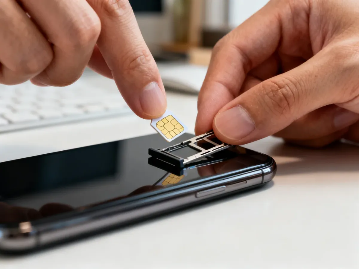 Wyjmowanie karty SIM z tacki smartfona