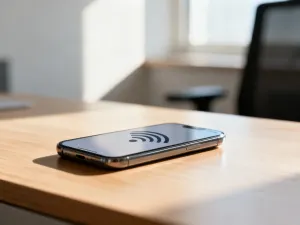 Nowoczesny smartfon z ikoną kłódki na ekranie, symbolizującą blokadę simlock i zabezpieczenia urządzenia.