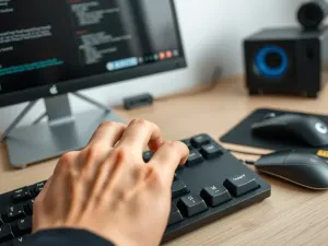 Nowoczesny smartfon na biurku z wizualizacją przegrzewania się podczas intensywnej rozgrywki.