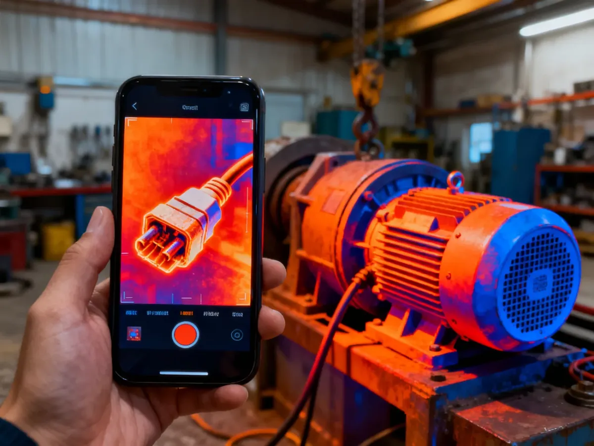 Smartfon termowizyjny wykrywający przegrzany element instalacji i silnika