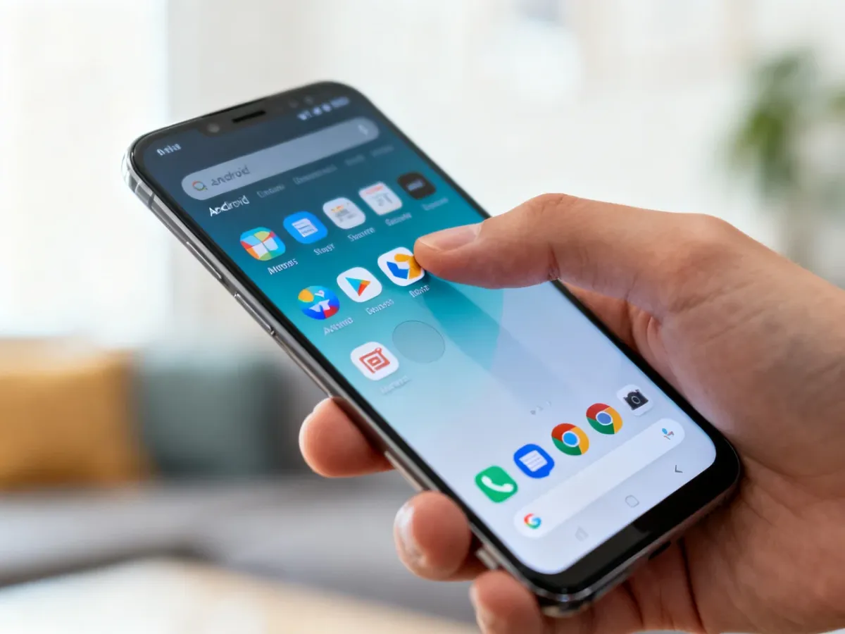 Przeciąganie ikony aplikacji z szuflady na ekran główny telefonu z Androidem