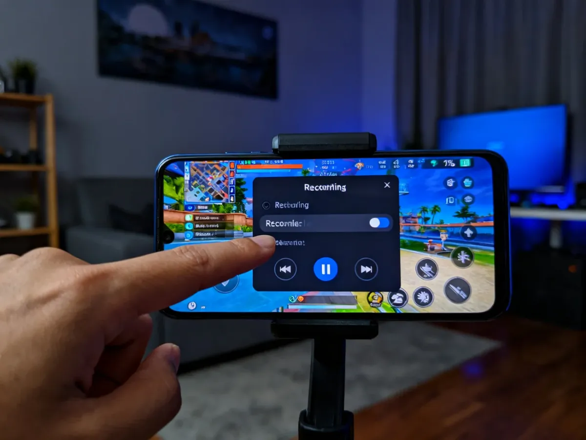 Android phone with quick settings open above a mobile game