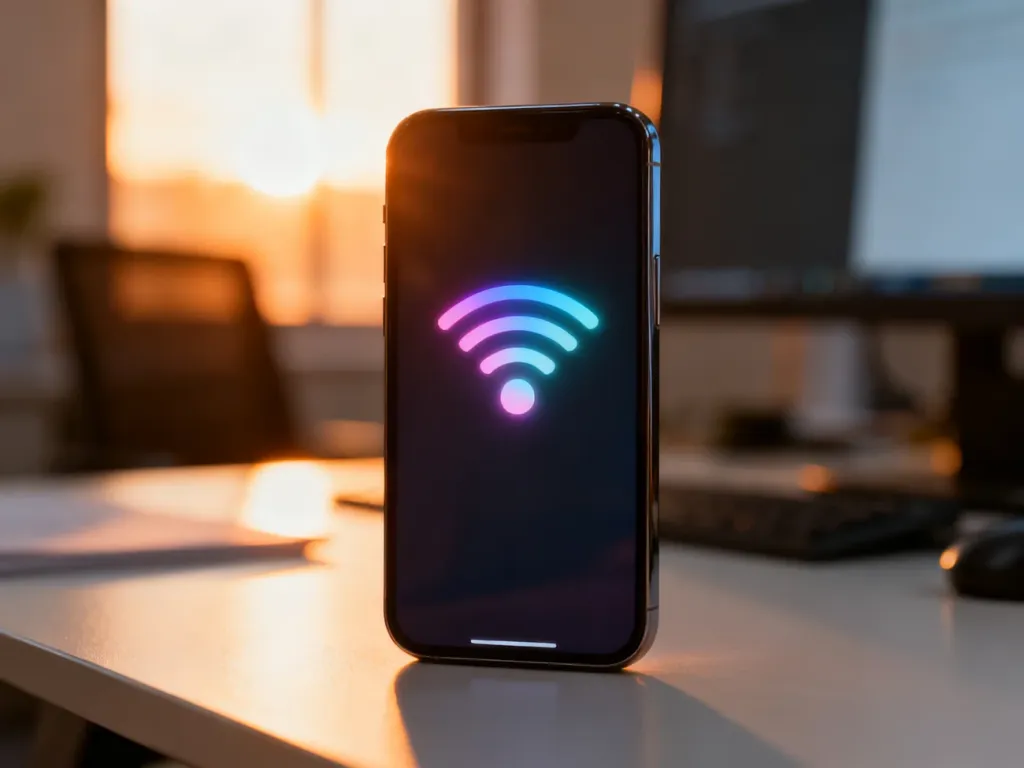 Nowoczesny smartfon na biurku, symbolizujący szybki i sprawny kontakt z obsługą klienta Lajt Mobile.
