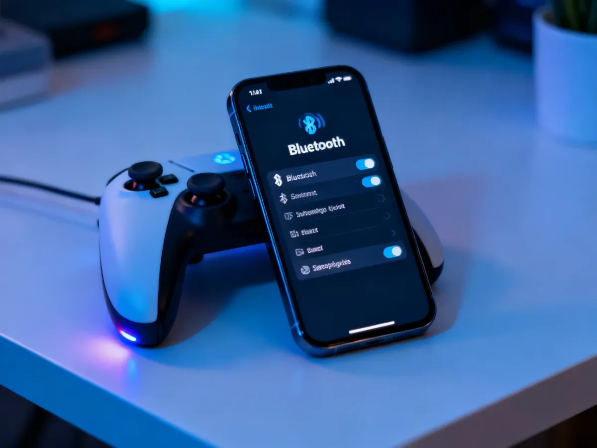 Smartfon i kontroler podczas parowania przez Bluetooth