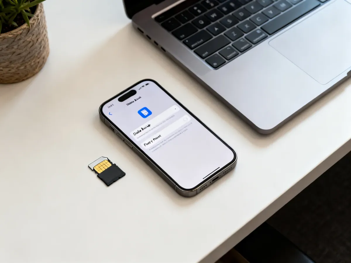 Smartfon przygotowywany do bezpiecznego usunięcia danych przed sprzedażą
