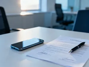 Używany smartfon leżący na biurku obok narzędzi serwisowych, gotowy do profesjonalnej oceny stanu technicznego.