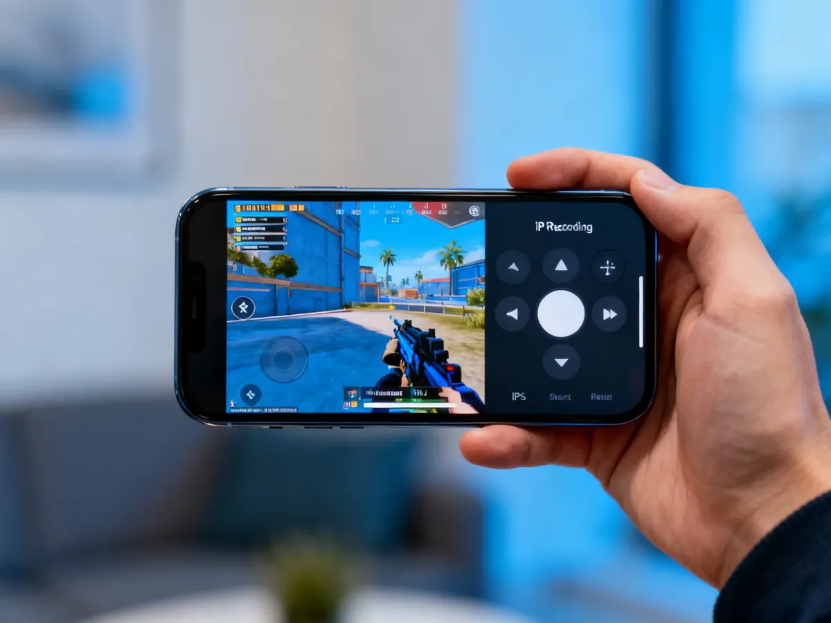 iPhone with the screen recording controls open while a game is being recorded