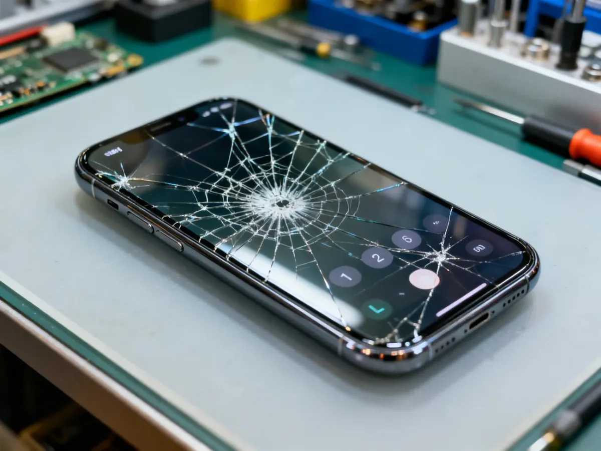Smartfon z pękniętą szybką, ale działającym ekranem