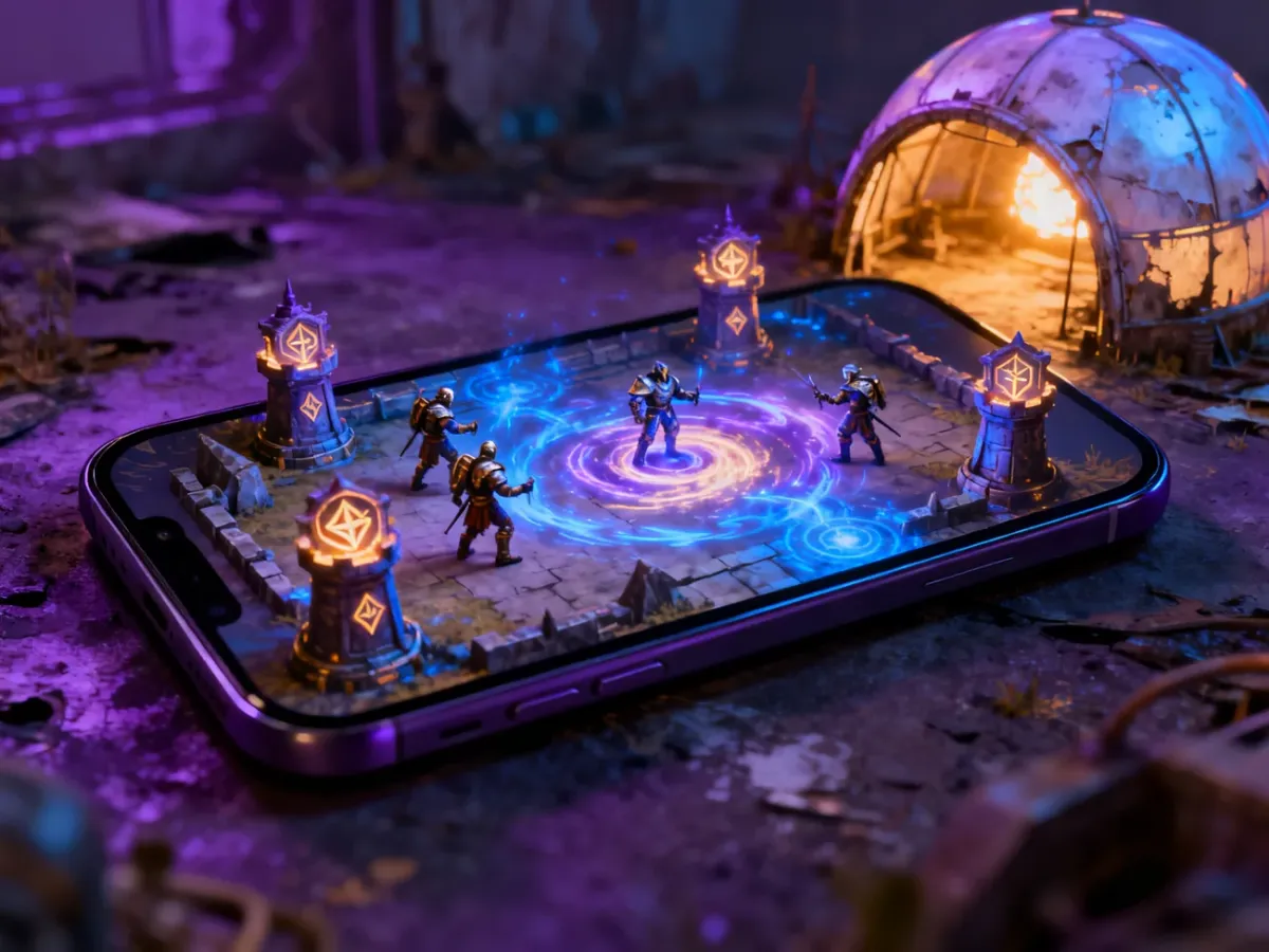 Smartfon z grą strategiczną fantasy i elementami zarządzania schronem