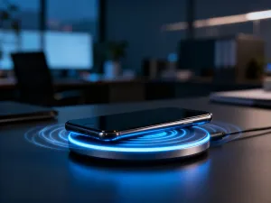 Porównanie złączy USB-C i micro USB leżących na drewnianym biurku, ukazujące różnice w ich kształcie i budowie.
