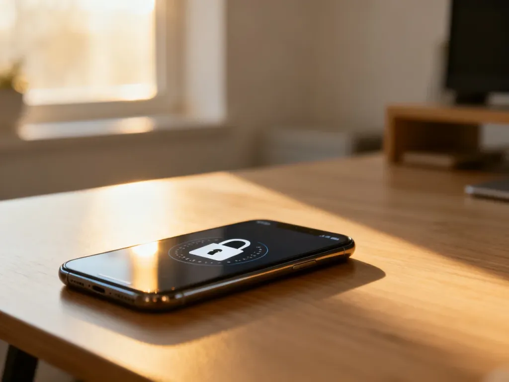 Smartfon z ikoną kłódki na ekranie, symbolizujący bezpieczeństwo dostępu do usług mobilnych.