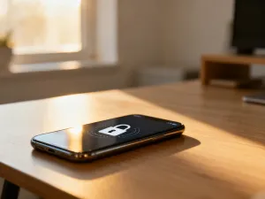 Nowoczesna ikona dymku czatu symbolizująca technologię RCS i cyfrową komunikację w minimalistycznym, niebieskim wnętrzu.
