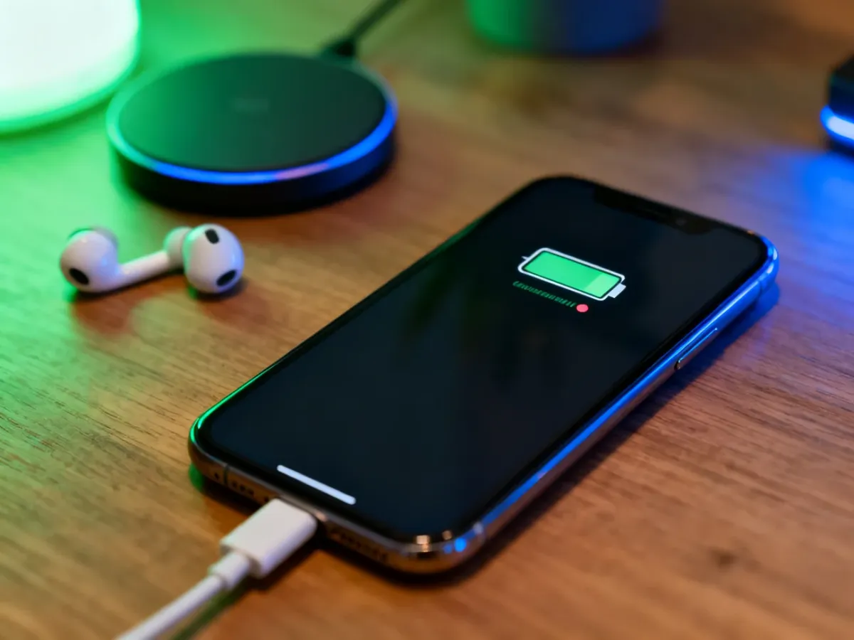 Smartfon podczas ładowania z widocznym symbolem baterii