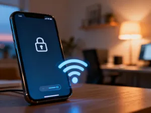 Nowoczesny Nothing Phone 2a na białym biurku w minimalistycznym, przytulnym biurze domowym z akcesoriami w tle